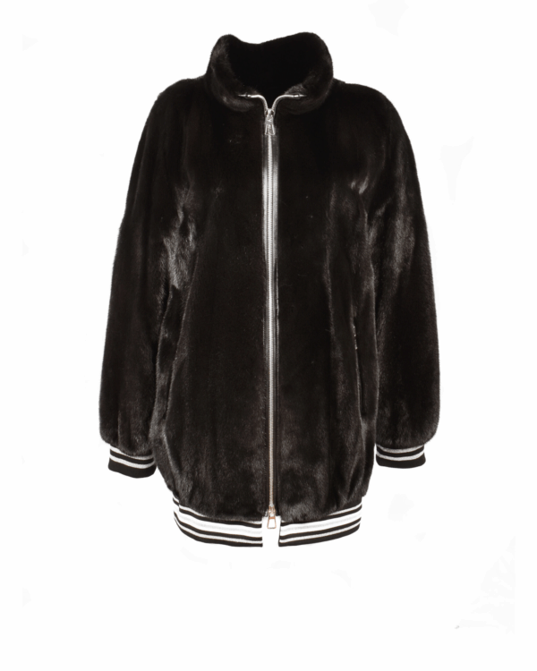 Mens Mink Bomber Tiger Intarsia