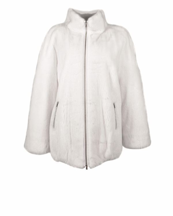 White Mink Zip Bomber