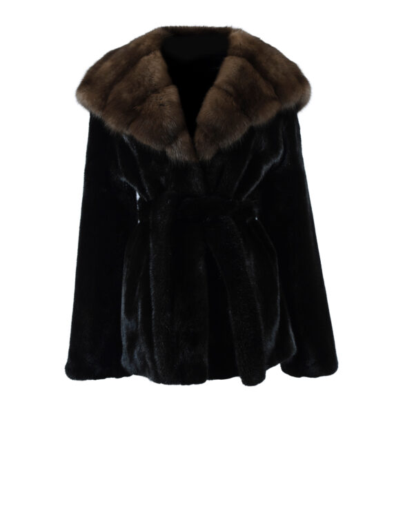 Black Mink with Russian Sable Hood Jacket