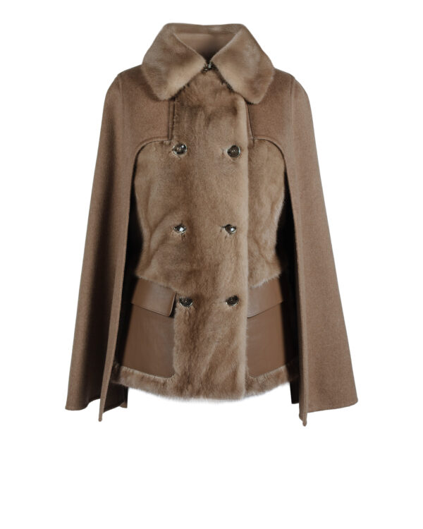 Carmel Cashmere Wool/Mink Cape