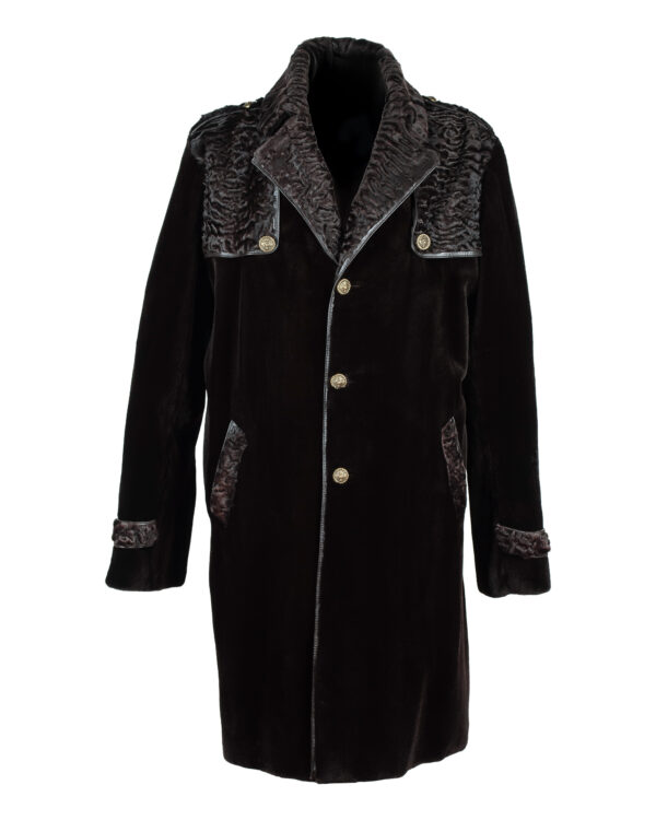 Men's Brown Sheared Mink w/ Swakara Trench Coat
