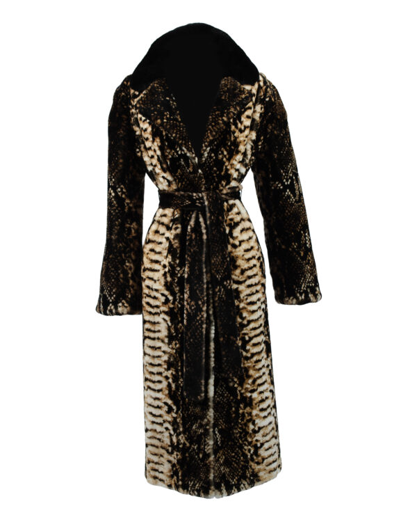 Stenciled Python Print Sheared Mink Full Length